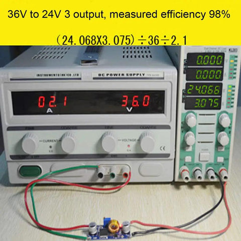 Three-Pack XL4015 DC-DC Buck Converter Step-Down Module 5A 75W Adjustable Output Input 4-38V To Output 1.25-36V High Efficiency Power Regulator setup with power supply