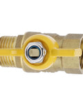 Heavy Duty Brass Ball Valve With G1/2 Male Thread For A Zero Drama Quick Gas Shutoff and Knockout Manual Control, side view.