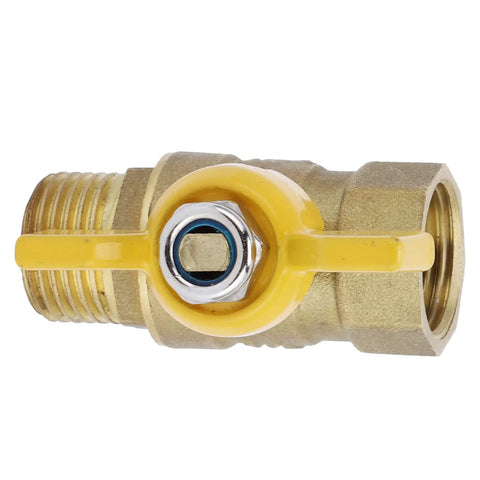 Heavy Duty Brass Ball Valve With G1/2 Male Thread For A Zero Drama Quick Gas Shutoff and Knockout Manual Control, side view.