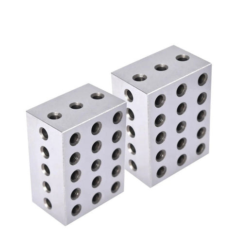 2 3 4 Machinist Block Set, Matched Pair With Twenty Three Holes, Pro Grade Precision Ground Tool Steel, Hardened Setup Blocks