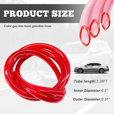 Red Flexible Silicone Fuel Line Hose 0.2 Inch By 3.28 Feet Gas Line Tubing for Motorcycle Dirt Bike ATV Universal Use