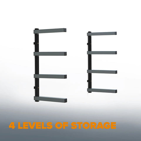 Must Have 4 Level Lumber Storage Rack For Garage Wall Mount Heavy Duty Metal Shelf showing adjustable black gray finish
