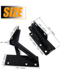 Foldable Lifting Bracket Set 80 Degree Sofa Spring Hinge For Storage Boxes, Sofa Beds, Cabinets And Toy Chests, size dimensions shown