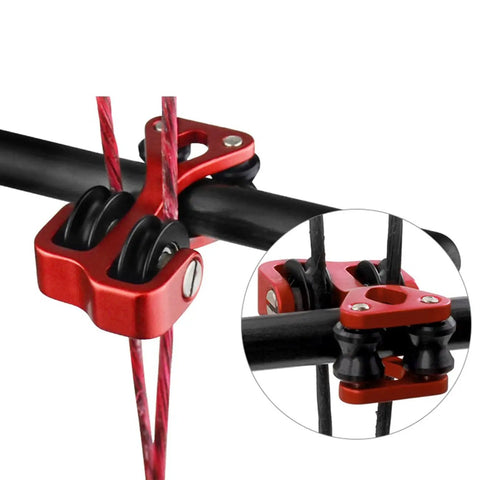 Ultra Low Friction Compound Bow Cable Slide Roller For Smooth Bowstring Action, Game Changing Bow String Splitter, Arrow Pulley, Reduces Firing Noise, Protects Strings, Boosts Speed And Accuracy, Fits Bows With Under 10mm Cable Bar, Black, red aluminum bow cable roller with twin wheels