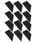 Sick Acoustic Panel Set With 12 Pieces Of Trapezoidal Soundproof Foam, black foam tiles arranged for sound absorption.