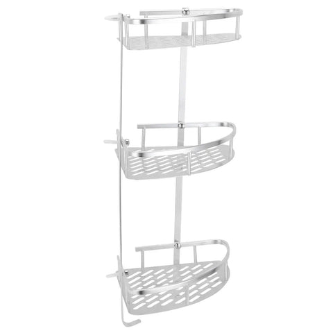3 Tier Corner Shower Shelf Wall Mounted Bathroom Organizer With Hollow Carved Drainage Design Space Efficient Aluminum Rack And Hardware Kit For Shower Toilet Kitchen Storage No Fuss, silver