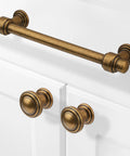 Antique Brass Cabinet Pulls Five Inch Hole Centers Ten Pack Zinc Alloy Vintage Drawer Handles Solid Aged Gold Bronze