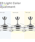 42 Inch Ceiling Fan With Light And Dimmable LED Remote Control 6 Speed Low Profile Ceiling Fan displaying LED color adjustment