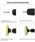 Installation steps for Top Notch Wool Buffing And Cutting Pad Set 3 Inch 80mm Lambs Wool Drill Pads with hook and loop attachment