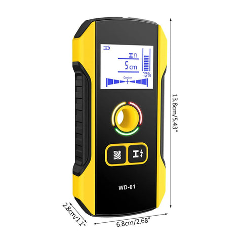 Electronic Studs Finder Handheld Wall Scanner for Wood Metal Studs Detection Detector Color Display, measuring 13.8cm x 6.8cm.