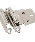 Three Eighths Inch Inset Cabinet Hinges Brushed Nickel Satin Nickel Finish Self Closing Offset Hinges with dual mounting holes