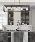Five Light Dining Room Chandelier For Farmhouse Kitchen Island Pendant Lighting With Black Shade Modern Industrial Design