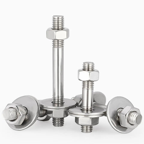 Heavy Duty M8 Double Ended Threaded Rods Through-Wall Bolt Kit, 2 Pack, Includes Nuts And Oversized Washers, Fully Threaded Rods