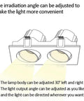 Top Shelf 24W LED Recessed Downlights With Quick Gimbal Retrofit Fit Triple Color Temp Swap From Cozy To Bright White Bold CRI90 Lighting showcasing adjustable 30 degree dual head pivot design.