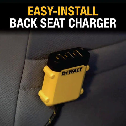 Heavy Duty Multi Port Usb Car Charger With Pd 30 Watt Fast Charging And Quick Charge Tech, Brings Killer Backseat Power Plus Six Foot Extension Cord For Smooth Rides On Your Daily Commute mounted on car seat.