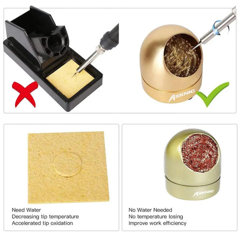 Comparison of traditional vs. Coiled Brass Solder Tip Cleaner Kit With Brass Sponge For Quick Clean Wire Cleaning Wires And Holder For Soldering Irons No Water Needed Pro Grade Tip Refresh 7 Cleaning Wires And 1 Holder Included For Efficient Work