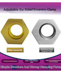 Hexagonal Eccentric Clamps Six Piece Set For Workholding Stainless Steel Fixture Clamps with gold and steel finish