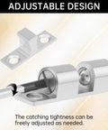 12 Pack Heavy Duty Double Ball Tension Roller Cabinet Catch Latch For Cabinets And Furniture Doors 60mm Solid Brass Closet Door Hardware With Screws And Tape Silver Finish adjustable design illustration