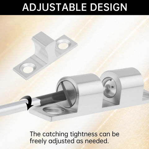 12 Pack Heavy Duty Double Ball Tension Roller Cabinet Catch Latch For Cabinets And Furniture Doors 60mm Solid Brass Closet Door Hardware With Screws And Tape Silver Finish adjustable design illustration