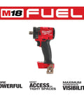 M18 FUEL One Half Inch Compact Impact Wrench With Pin Detent Built Tough For Auto And Construction Red 2855P 20 Cordless Power Tool