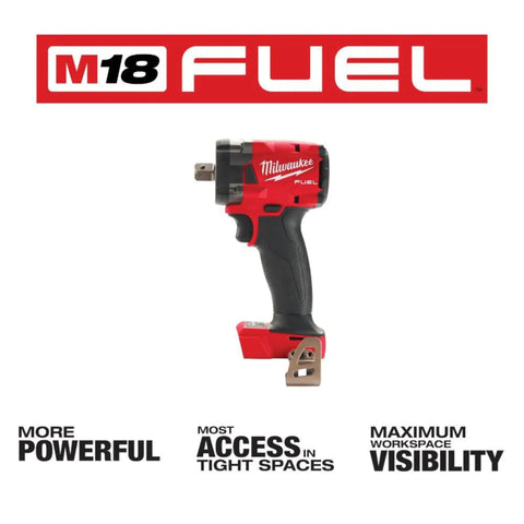 M18 FUEL One Half Inch Compact Impact Wrench With Pin Detent Built Tough For Auto And Construction Red 2855P 20 Cordless Power Tool