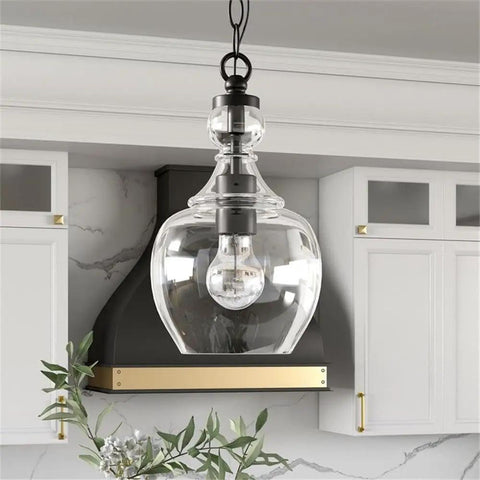7 Inch Wide Pendant Light With Clear Glass Shade And Blackened Bronze Finish A Game Changer For Kitchen Island And Dining Room Flush Mount Ceiling Fixture Versatile Modern Pendant For Living Room And Entertaining