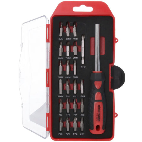 Solid As A Rock Top Pick Gunsmithing Screwdriver Set With Interchangeable Bits and rugged storage case with various bits.