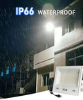 Beefy Three Pack 100W LED Flood Lights Outdoor, 10000LM Per Light, 30000LM Total Brightness, wall-mounted in rain, IP66 waterproof