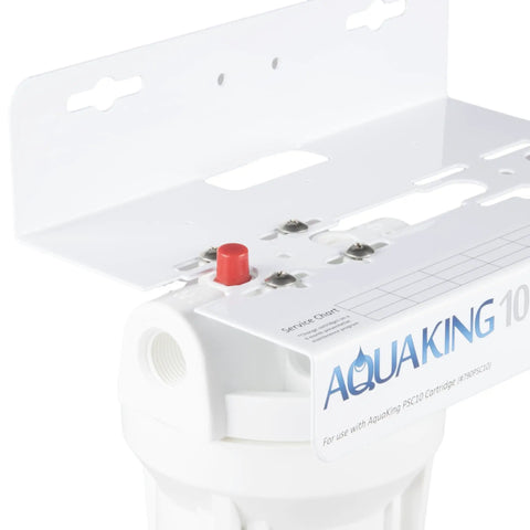 Close-up of Single Cartridge Ice Machine Water Filtration System For 3 GPM Flow, 25 Micron Filter, Reduces Scale And Chlorine Taste
