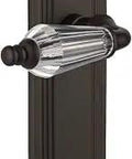 Privacy Parlor Lever Door Set With Deco Plate And Lead Crystal Knobs, Oil Rubbed Bronze Finish, Vintage Restoration Detail