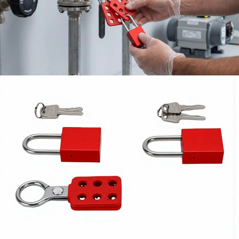 Industrial Safety Lockout Kit With 6 Hole Tamper Proof Hasps For Equipment Shutdown And Maintenance Non Conductive Body