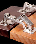 175 Degree Frameless Cabinet Hinges With Soft Close, Hydraulic Adjustable Mount, Full Cover 4 Pieces shown installed.
