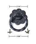 Kickstart Your Home Decor Game With This Straight Up Solid Black Wrought Iron Cabinet Handle Featuring Antique Flower Roped Detail And Rust Resistant Finish For Zero Stress Updates, 2 1/4"