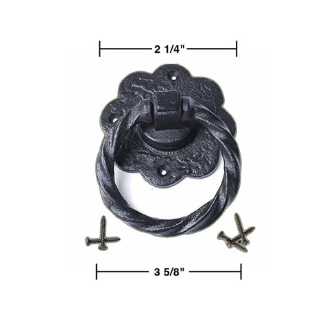 Kickstart Your Home Decor Game With This Straight Up Solid Black Wrought Iron Cabinet Handle Featuring Antique Flower Roped Detail And Rust Resistant Finish For Zero Stress Updates, 2 1/4"