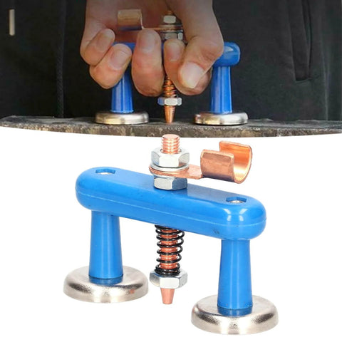Pro Grade Magnetic Welding Support Clamp With Progressive Spring For Easy Attachment To Smooth Metal Surfaces Aluminum Alloy Copper Magnet Fixture Adjustable Ground Clamp Tool In Blue