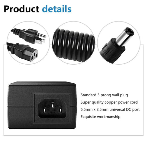 24V DC Power Supply Adapter 120W 5A 100-240V AC To DC Converter For LED Strip Lights 5050 And 3528 With 5.5x2.5mm Plug details