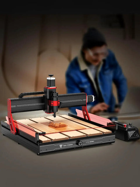 Powerful Desktop CNC Router Engraving Machine 600 X 500 Mm Worktable With 500W Turbo Spindle in use on wood.