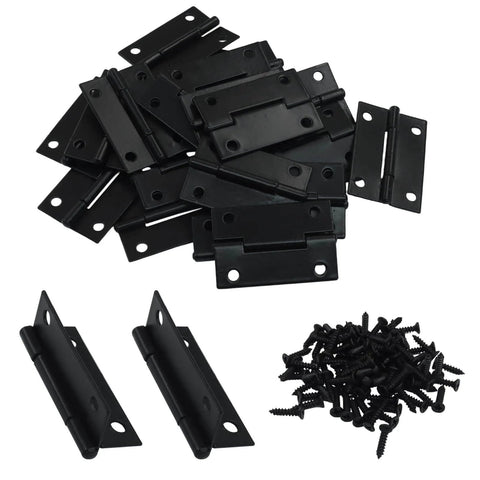 24 Pack Folding Butt Hinges Black 1.5 Inch Cabinet Gate Closet Door Hinges with 96 Mounting Screws for Home Projects
