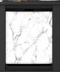 Dishwasher Magnet Cover White Marble Black Texture Cool Look Reusable Magnetic Sticker For Door Panels 21x26