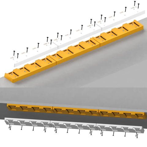 Battery Rack For 20V Battery Holder With 4 Slot Bulk Mount Wall Display Hook Organizer, yellow finish wall mount hardware shown