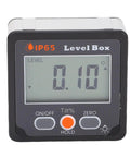 Professional Digital Angle Finder And Magnetic Level Box With Dead On Zero Point Two Degree Accuracy And Shop Built Ip65 Weather Resistant Frame displayed with LCD showing 0.10°.