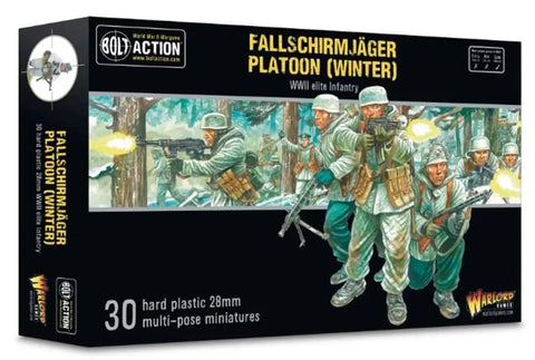 Box of Winter Fallschirmjaeger Bolt Action Platoon Miniatures Pack Paintable 28mm WW2 German Paratroopers for Tabletop Gaming