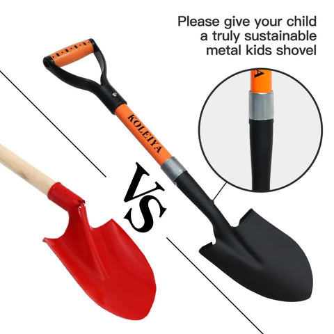 Kids 28 Inch D Handle Shovel for Digging Gardening Beach and Camping Metal Blade With Fiberglass Handle Lightweight Mini Shovel comparison