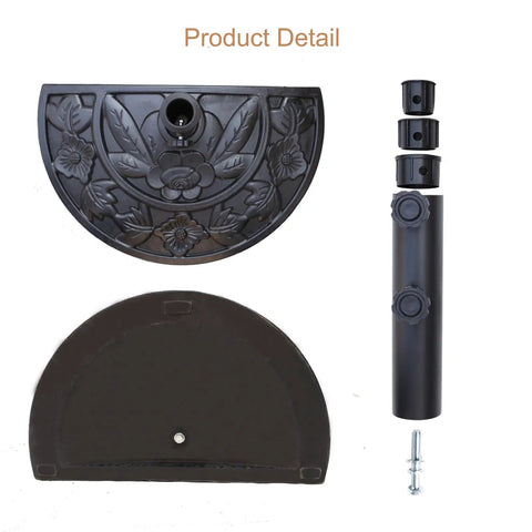 Rock Solid Heavy Duty Half Round Patio Umbrella Base Weight, 33 Lb Resin Concrete Stand For Outdoor Market Umbrellas, Black design