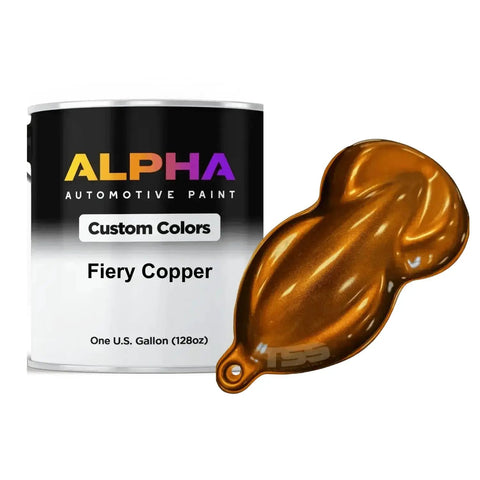 Sick Fiery Copper Pearl Midcoat Basecoat Paint Gallon Ready To Spray Turnkey Formula in a can with metallic color sample.