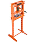 Beast 12 Ton Hydraulic Shop Press With H Frame, 4 Position Adjustable Height And Movable Plates, Durable Orange Finish