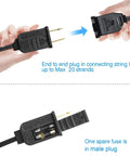 Close-up of end-to-end plug for 2 Pack 100ft Outdoor String Lights With G40 Shatterproof LED Bulbs, Dimmable, Waterproof