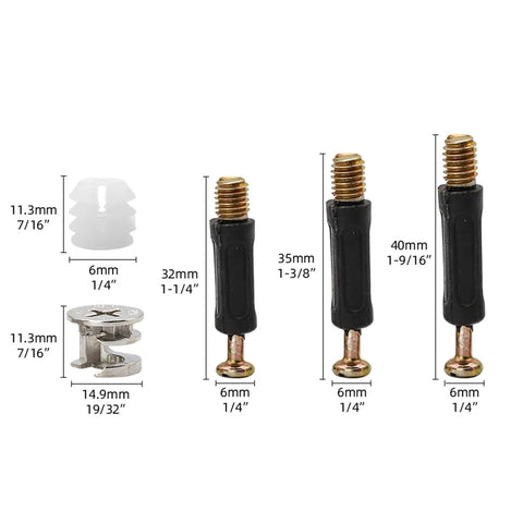 3 In 1 Furniture Connecting Kit With 108 Piece Box Eccentric Wheels And Cam Lock Screws For Cabinets And Desks with dimensions