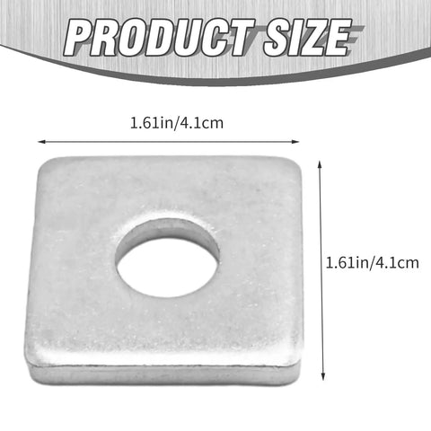 20 Piece Carbon Steel Square Shims For One And Five Eighth Inch Strut Channel And One Half Inch Bolted Joints Built Tough Heavy Duty Construction And Repair Shim Set For Even Load Distribution And Stable Connections product size diagram showing 1.61 inch square dimensions