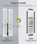 Comparison of preassembled bifold barn door 30x84 inch double 15x84, white frosted glass vs. other assembly required option with 34 inch hardware